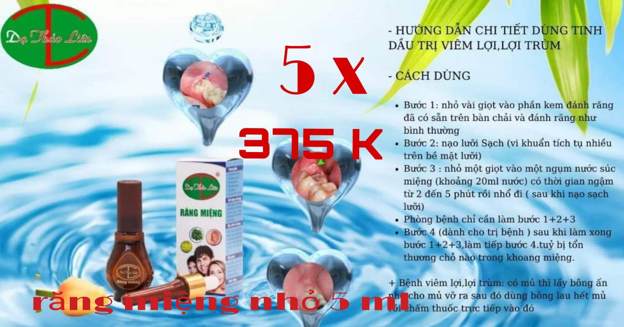 5 lọ 375k tinh dầu răng miệng Dạ Thảo Liên 5 ml