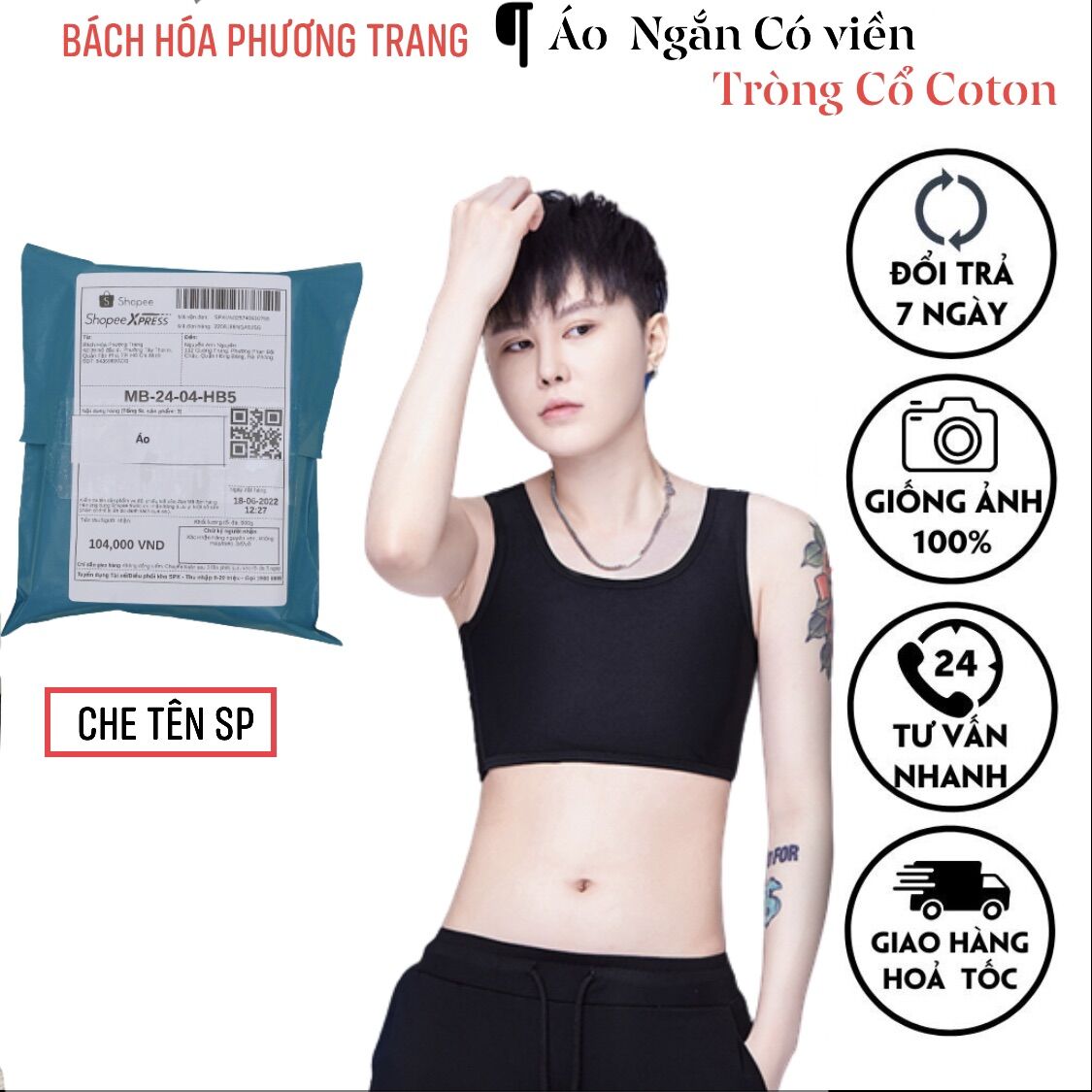 Áo nịt ngực tomboy - ngắn tròng cổ