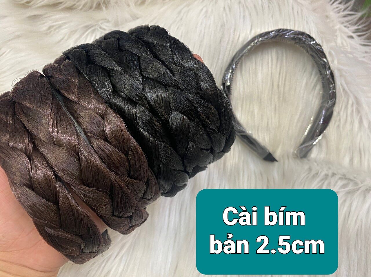 Bờm cài bím tóc màu nâu/đen (bản 1cm/1.5cm/2cm/2.5cm)