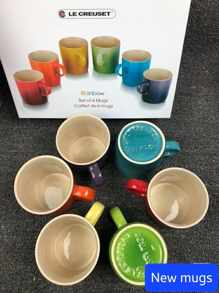 Bộ 6 tách Le Creuset gốm sứ màu cầu vòng 400ml rainbow series ceramic 6-color cup mug set