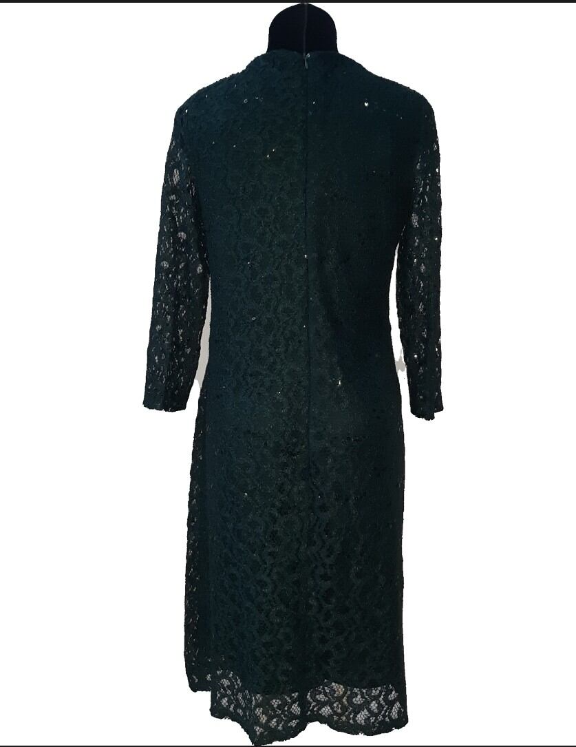 Đầm ren xanh sequin cổ đính ngọc SLNY