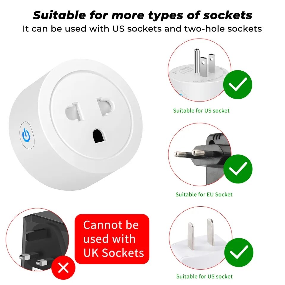Ổ cắm điện hẹn giờ wifi Smart Life,Tuya  chịu tải 2000w