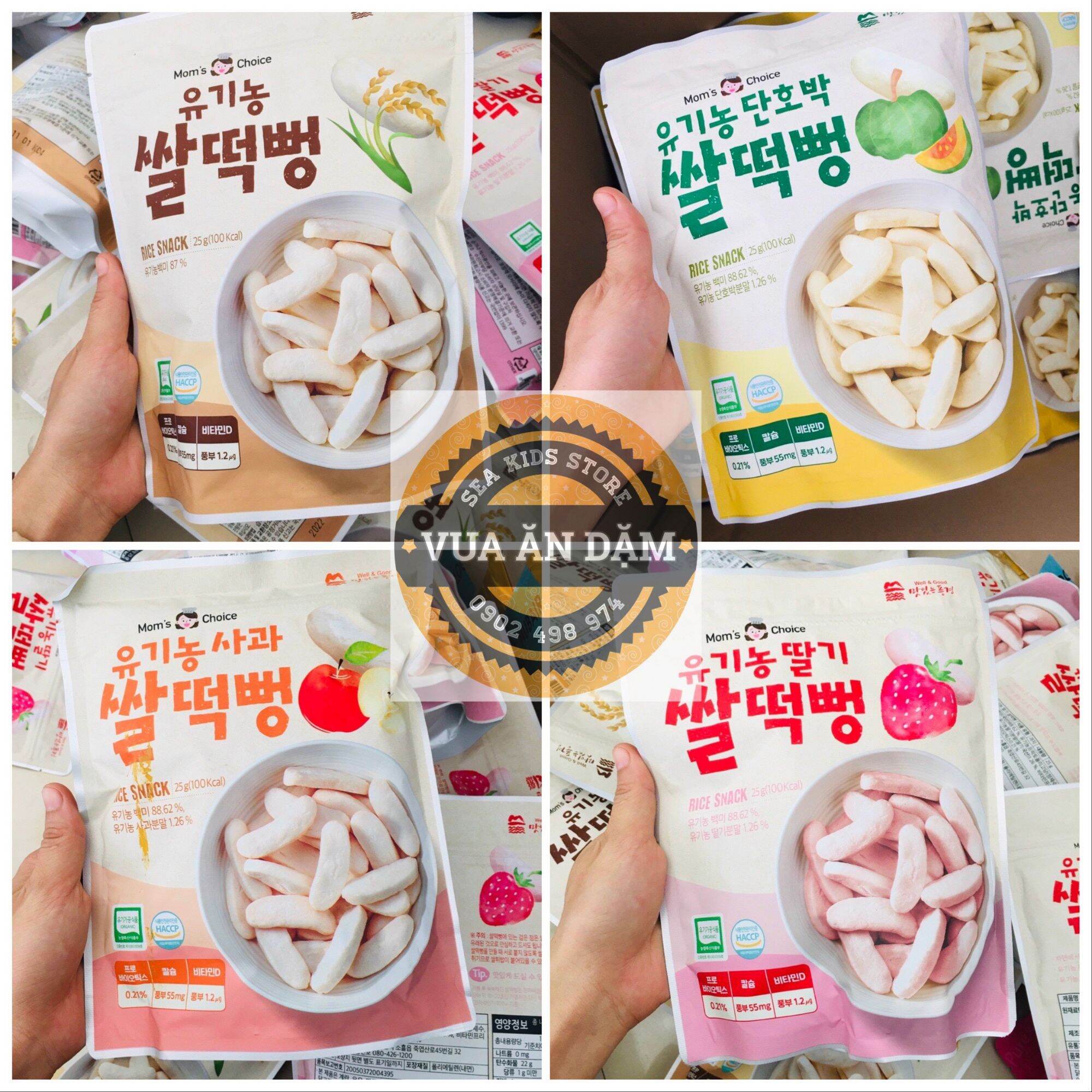 Bánh gạo hữu cơ MOM'S CHOICE Hàn Quốc cho bé ăn dặm từ 6m+