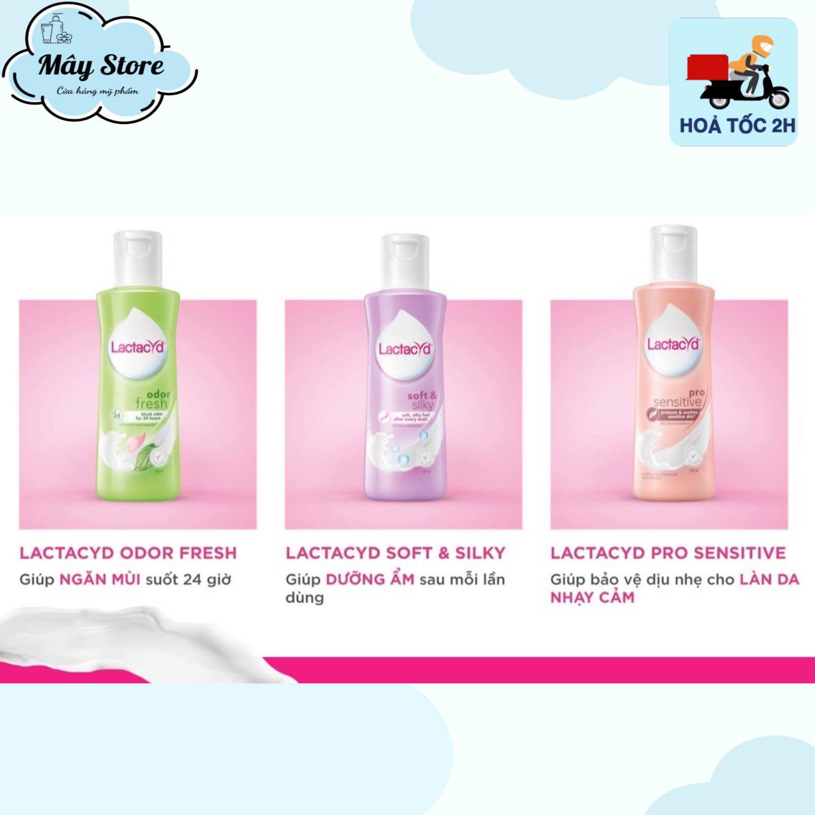 Dung Dịch Vệ Sinh Phụ Nữ Lactacyd kháng khuẩn, ngăn mùi, dưỡng ẩm 250ml