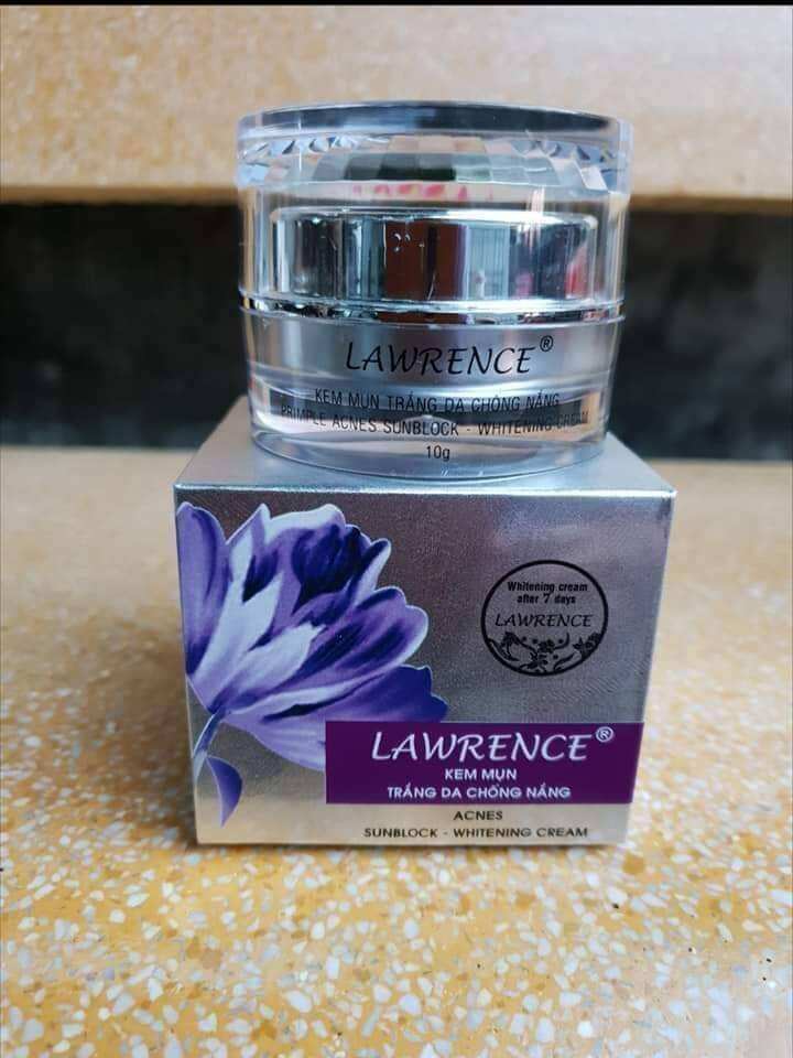 kem lawrence mụn trắng da chống nắng 10g