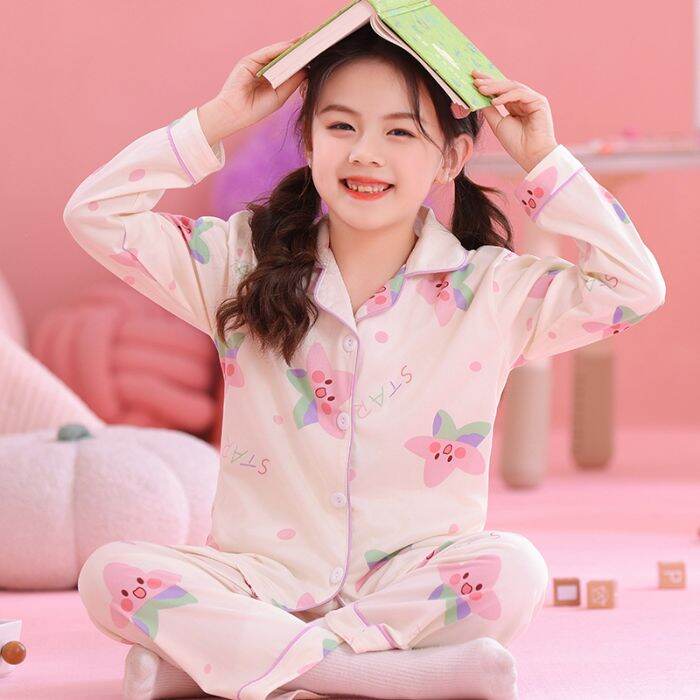 Bộ Đồ Ngủ Cardigan Cho Bé Gái Chiikawa Bộ Đồ Ngủ Dài Tay in Họa Tiết Hoạt Hình Mùa Xuân Thu Cho Bé G