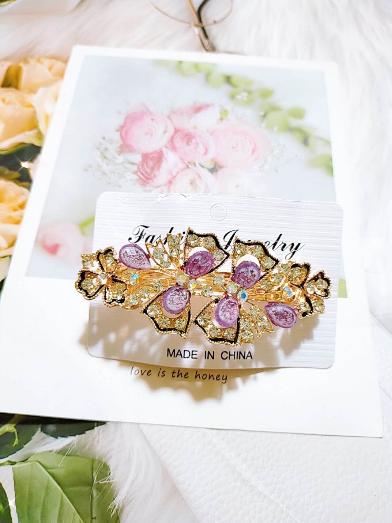 kẹp tóc phía sau đính đá lấp lánh - Kẹp tóc trung niên K01