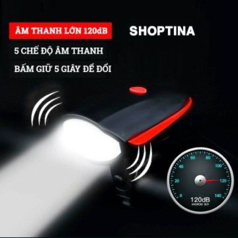 Bộ đèn trước xe đạp ( có còi vs sạc USB )