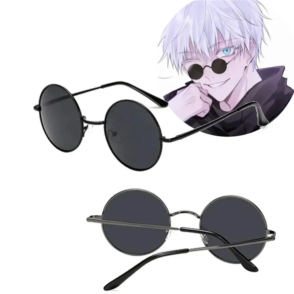 Gojo Satoru Jujutsu Kaisen Unisex Cosplay Kính Mát Kim Loại Tròn Kính Mắt Thời Trang Trang Phục Kính