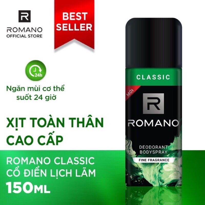 XỊT NGĂN MÙI TOÀN THÂN ROMANO 150ml