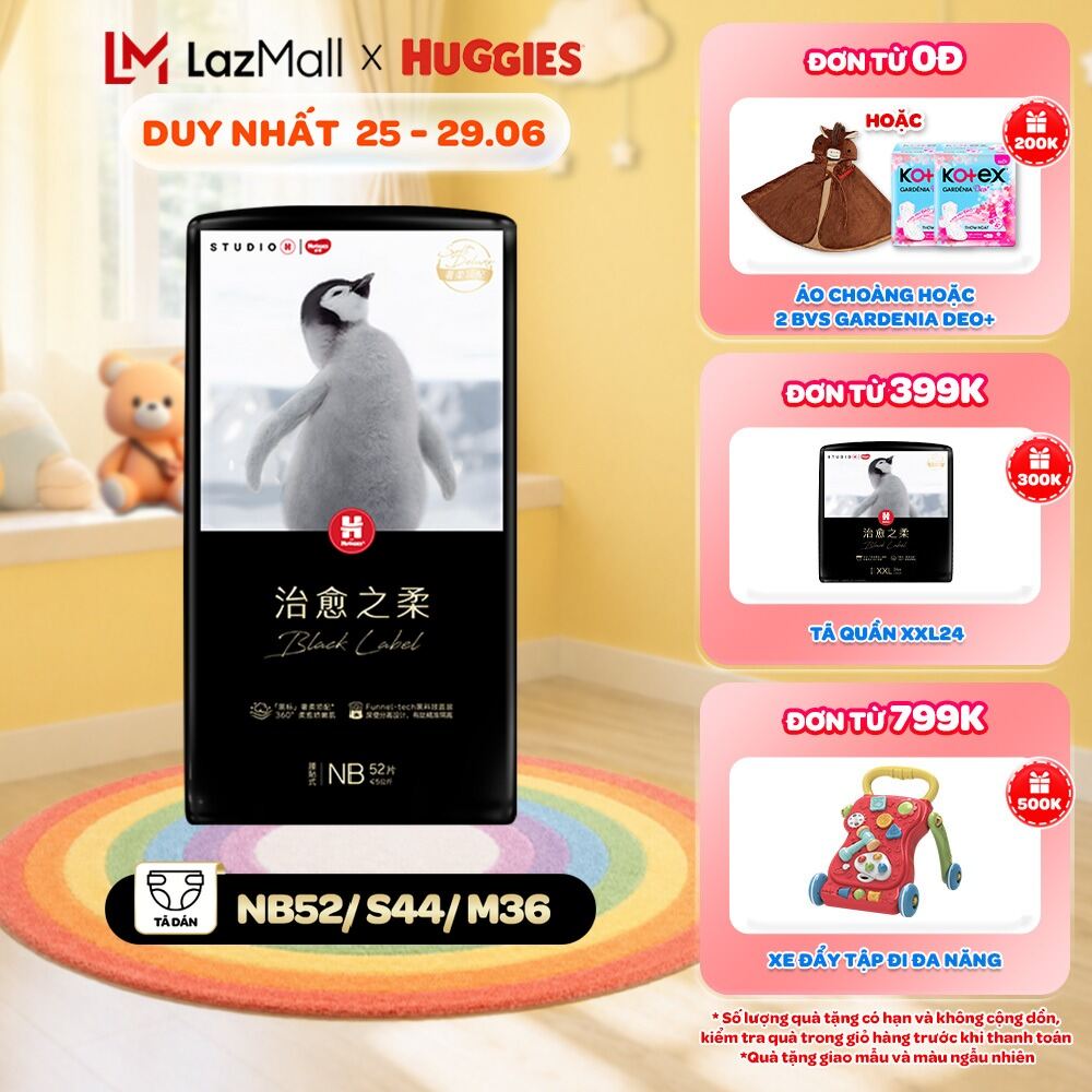 Tã dán Huggies Black Label size NB 52/S 44 miếng