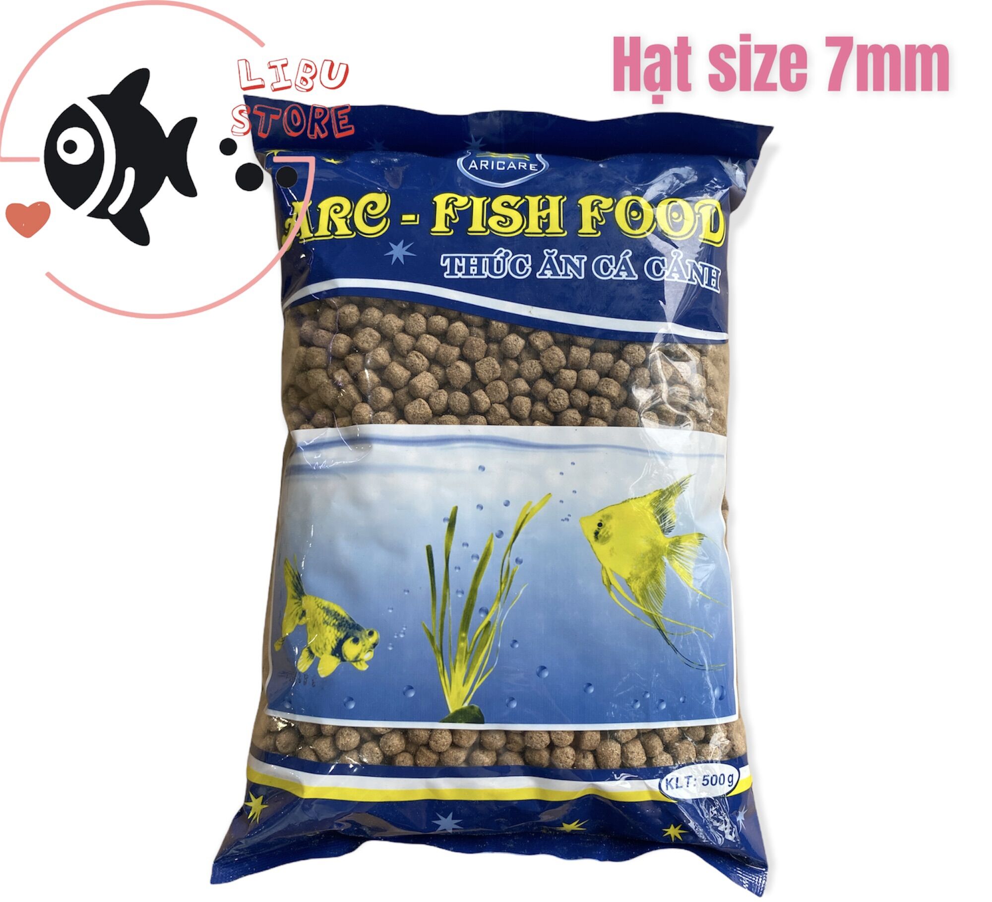 Thức ăn cho cá cảnh aricare hạt size 7mm - 500g