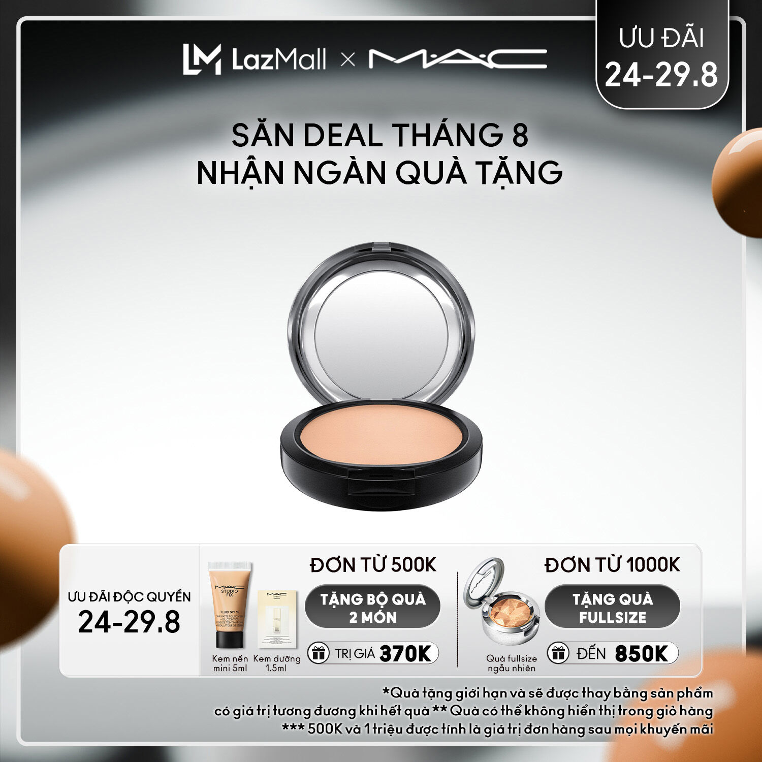 [ƯU ĐÃI 24-29.8] Lõi Phấn nền làm sáng da che mờ khuyết điểm và chống nắng MAC Studio Perfect SPF15/PA+ Foundation Radiant Intensified Moisture Refill-Fusion Complex 13g