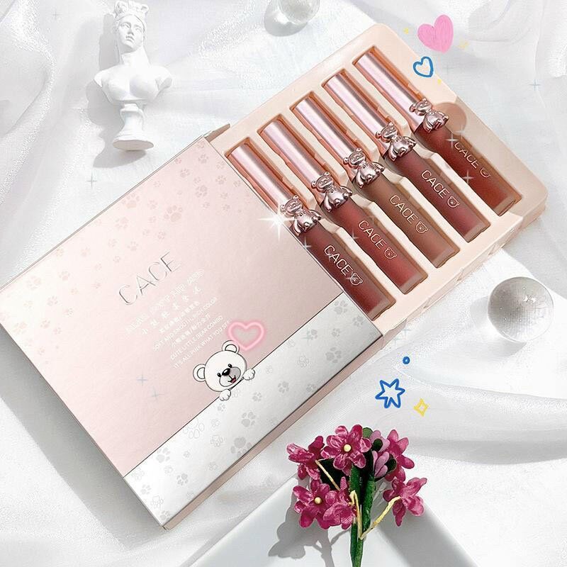 Set 5 cây son kem lì gấu cace mẫu mới