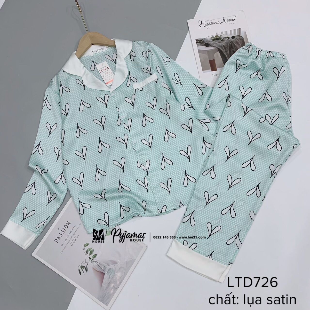Bộ lụa satin tay dài quần dài