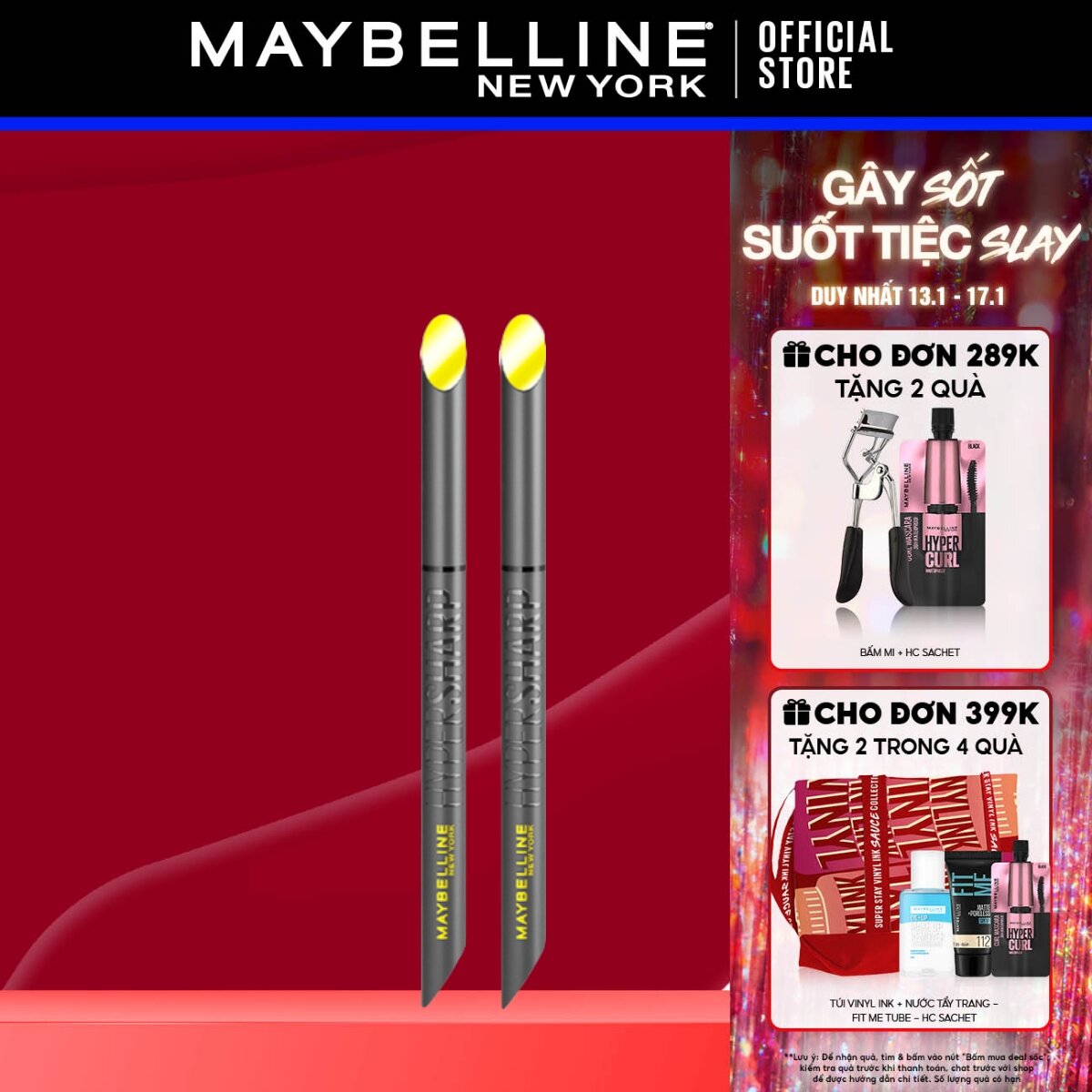 Bộ đôi bút kẻ mắt nước siêu sắc mảnh không lem, trôi Hyper Sharp Maybelline New York