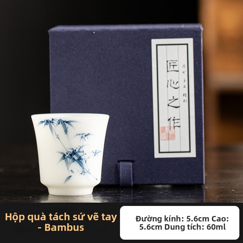 Hand-painted Traditional Chinese White Porcelain Cup - 5