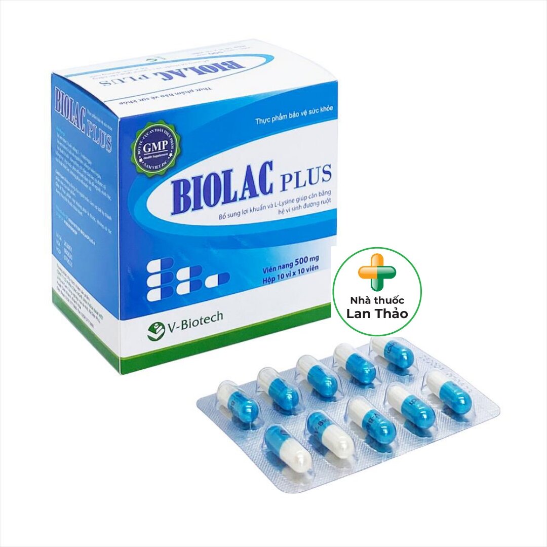 MEN TIÊU HÓA BIOLAC PLUS 500MG HỘP 100 VIÊN