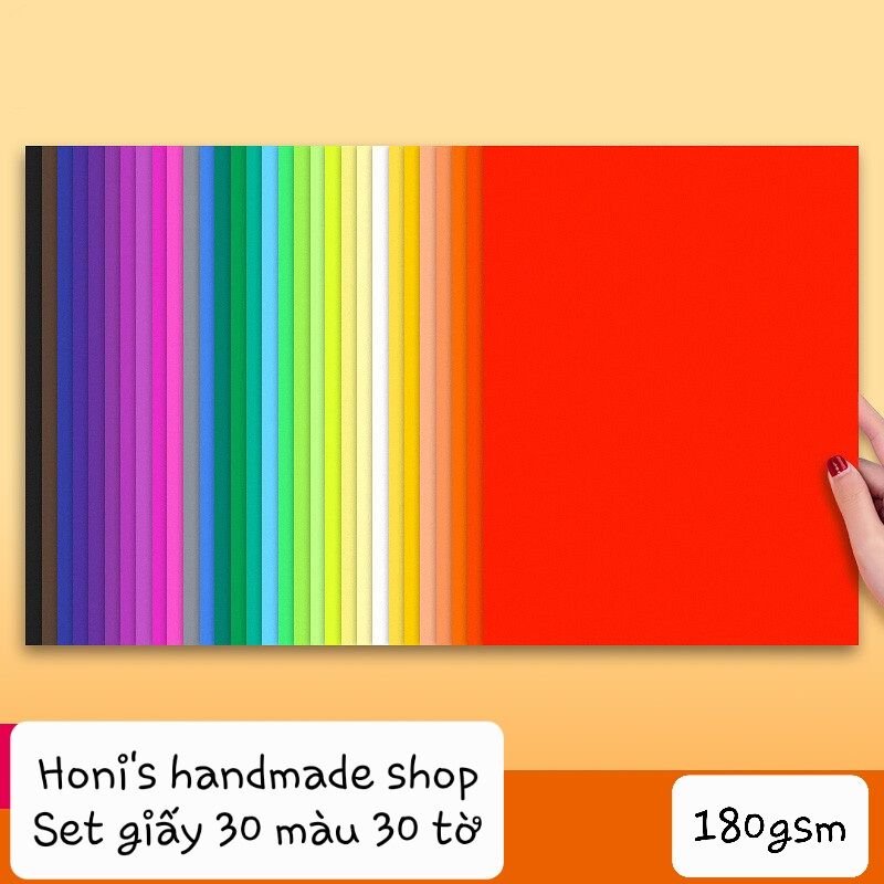 Set Giấy A3 A4 30 Màu 180gsm Làm Thủ Công Handmade