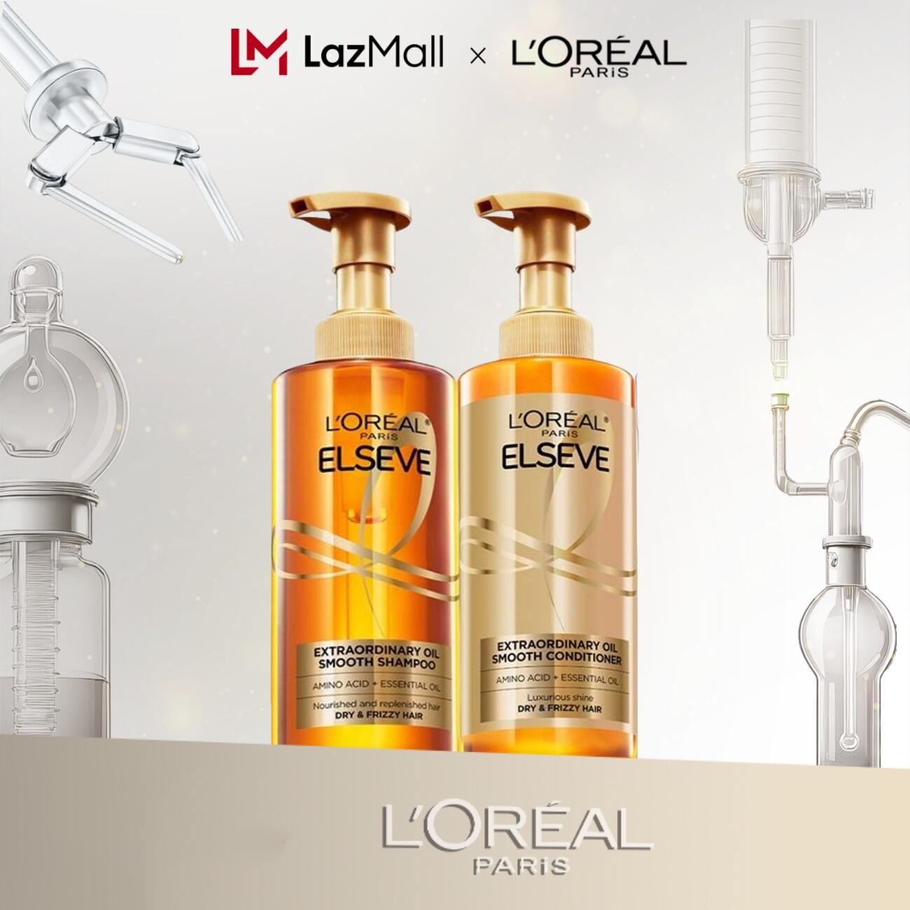 Bộ gội xả dưỡng tóc suôn mượt tóc cao cấp L'Oreal Paris Extraordinary Oil Sleek 440ml x2 - Virtual