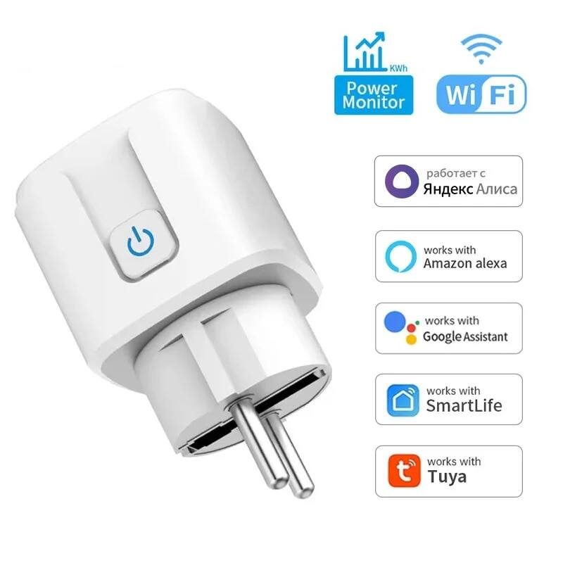 Tuya wifi ổ cắm thông minh 16a/20a ổ cắm thông minh có giám sát nguồn điện điều khiển giọng nói tương thích với google home alexa không nối đất