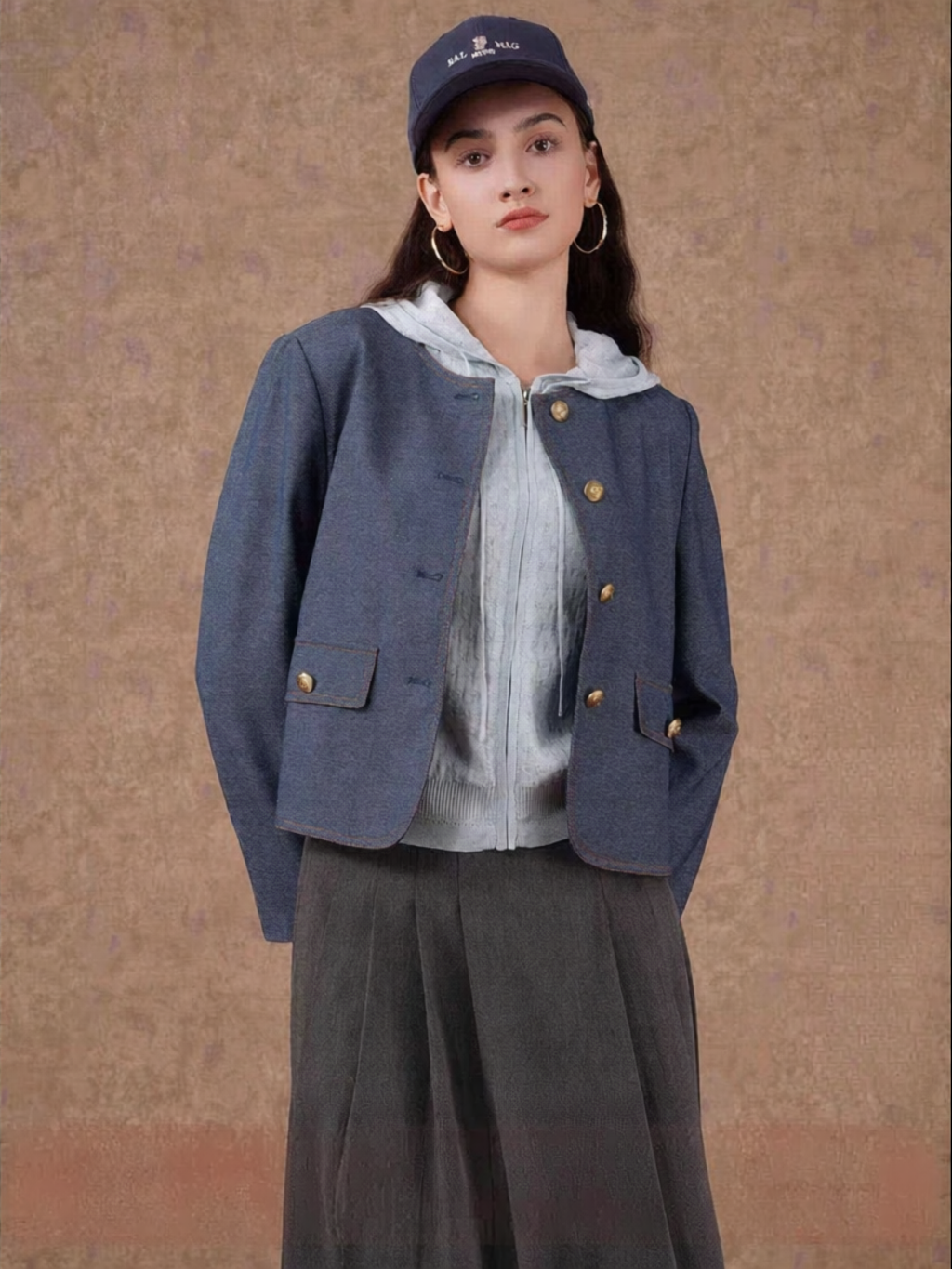 Gowani | Autumn Fashion Commuter Denim Blue Jacket Giá 4,854,000 Đồng*Miễn phí vận chuyển