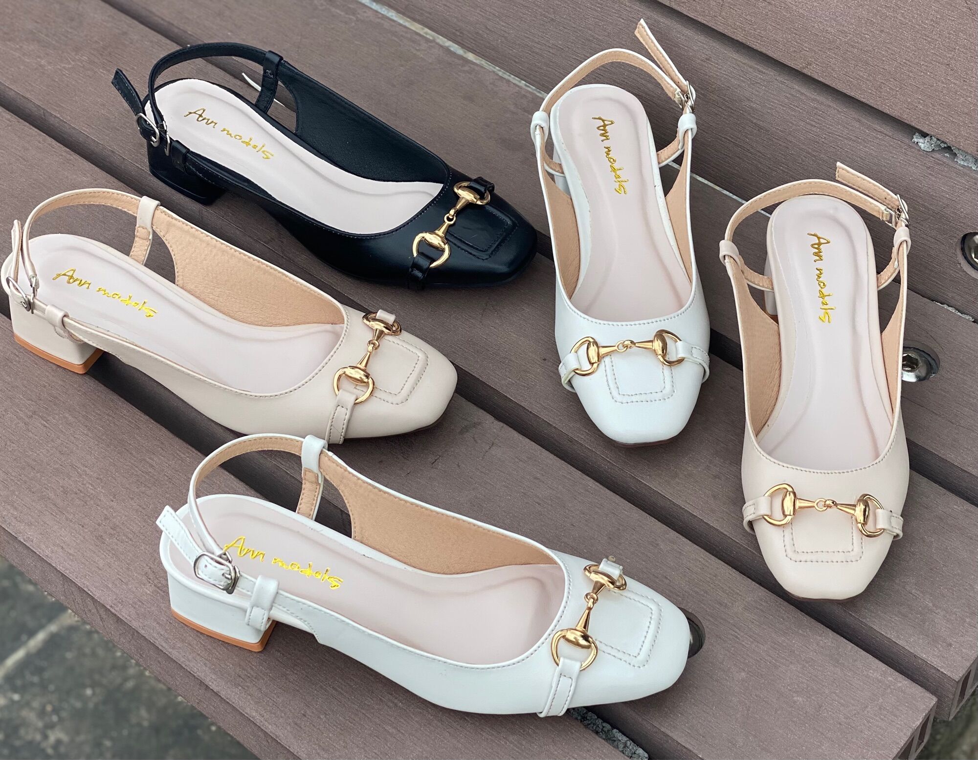 Giày cao gót 3 phân mũi vuông kiểu dáng slingback phối khoá sắt - MINDIOR