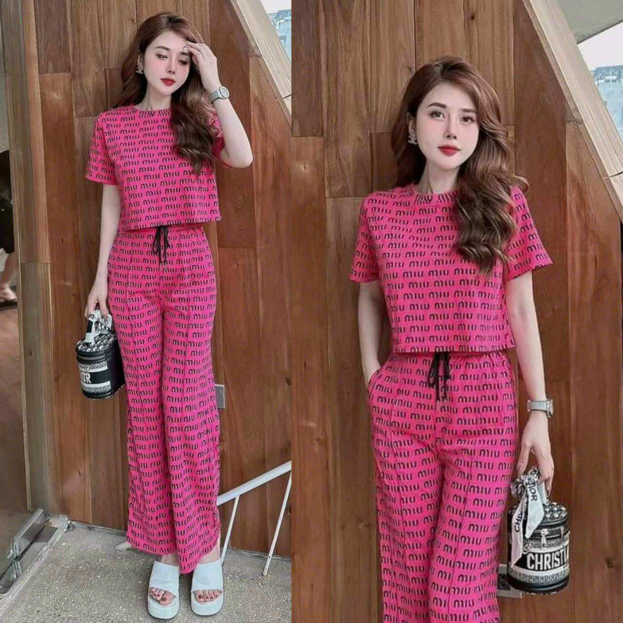 Bộ dài quần ống rộng miu.miu