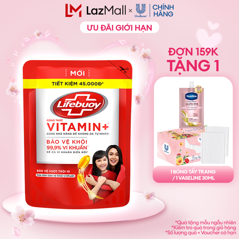 Sữa tắm Lifebuoy 800g Bảo Vệ Vượt Trội giúp bảo vệ khỏi 99.9% vi khuẩn và ngăn ngừa vi khuẩn lây lan trên da (Túi)