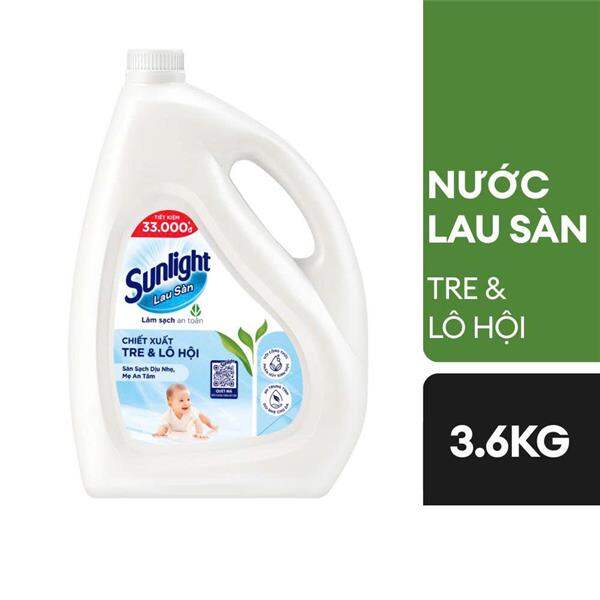 Lau sàn can Sunlight 3,6kg hương tre và lô hội dịu nhẹ phù hợp cho làn da nhạy cảm của bé