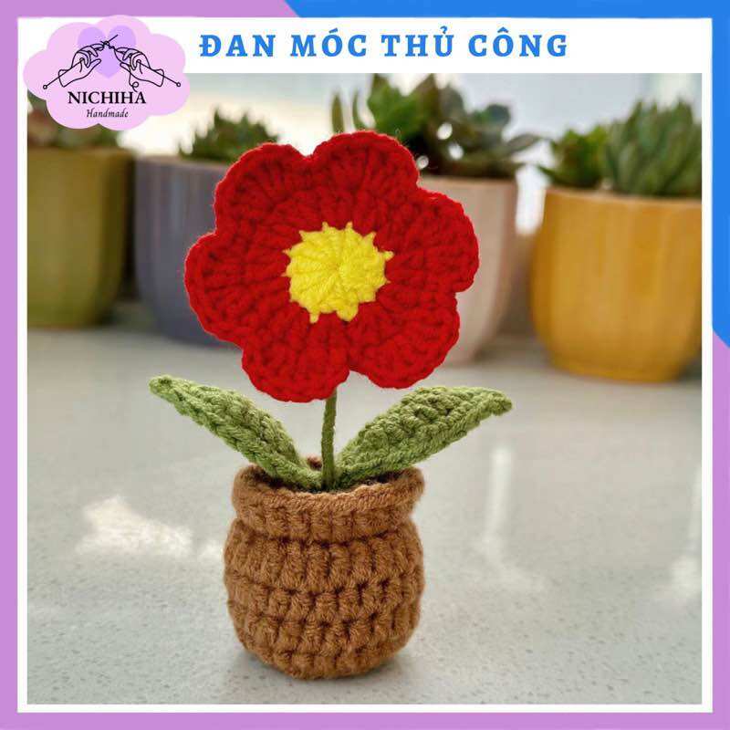Chậu hoa len mini hanmade