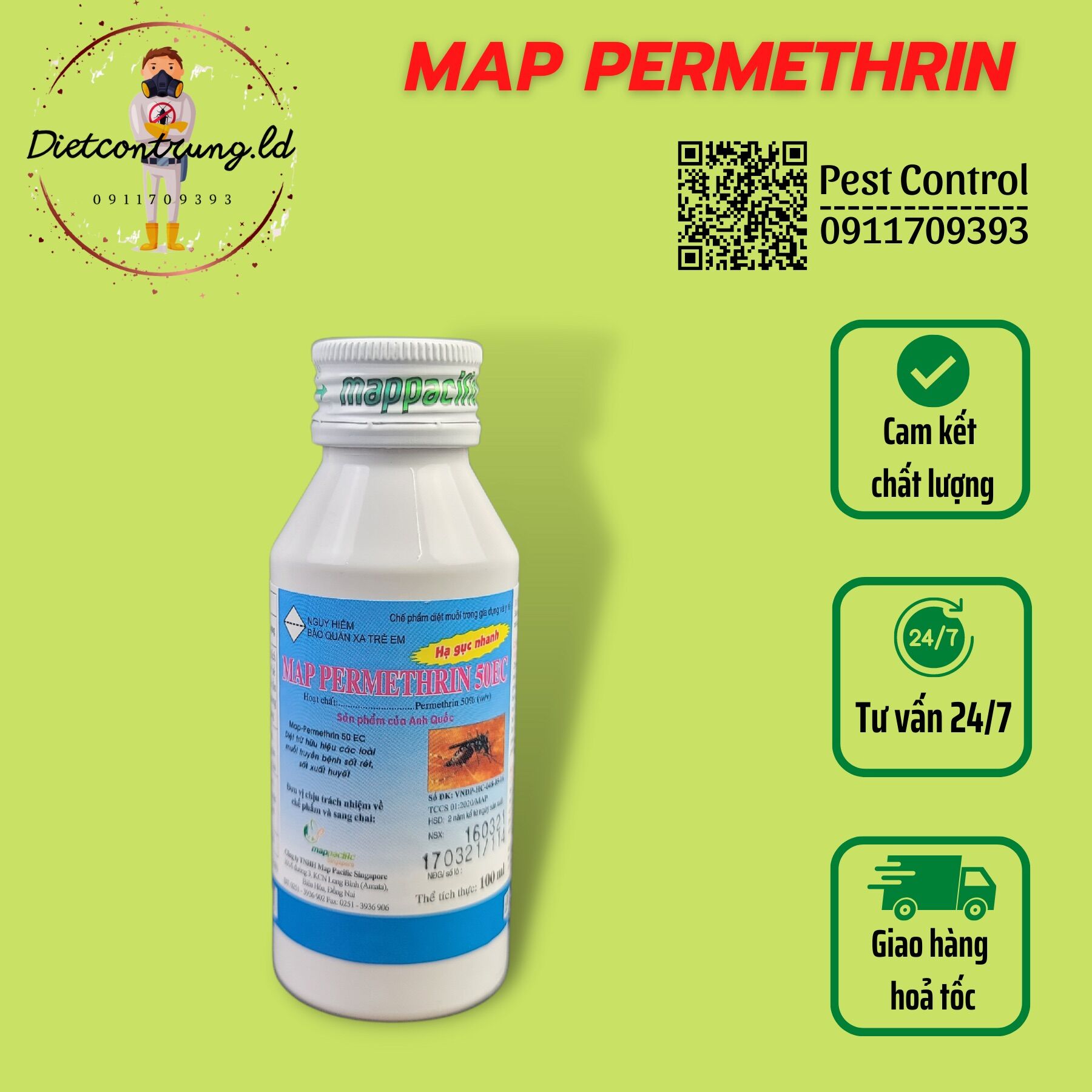 Map permethrin 50ec - chế phẩm diệt côn trùng, ruồi muỗi