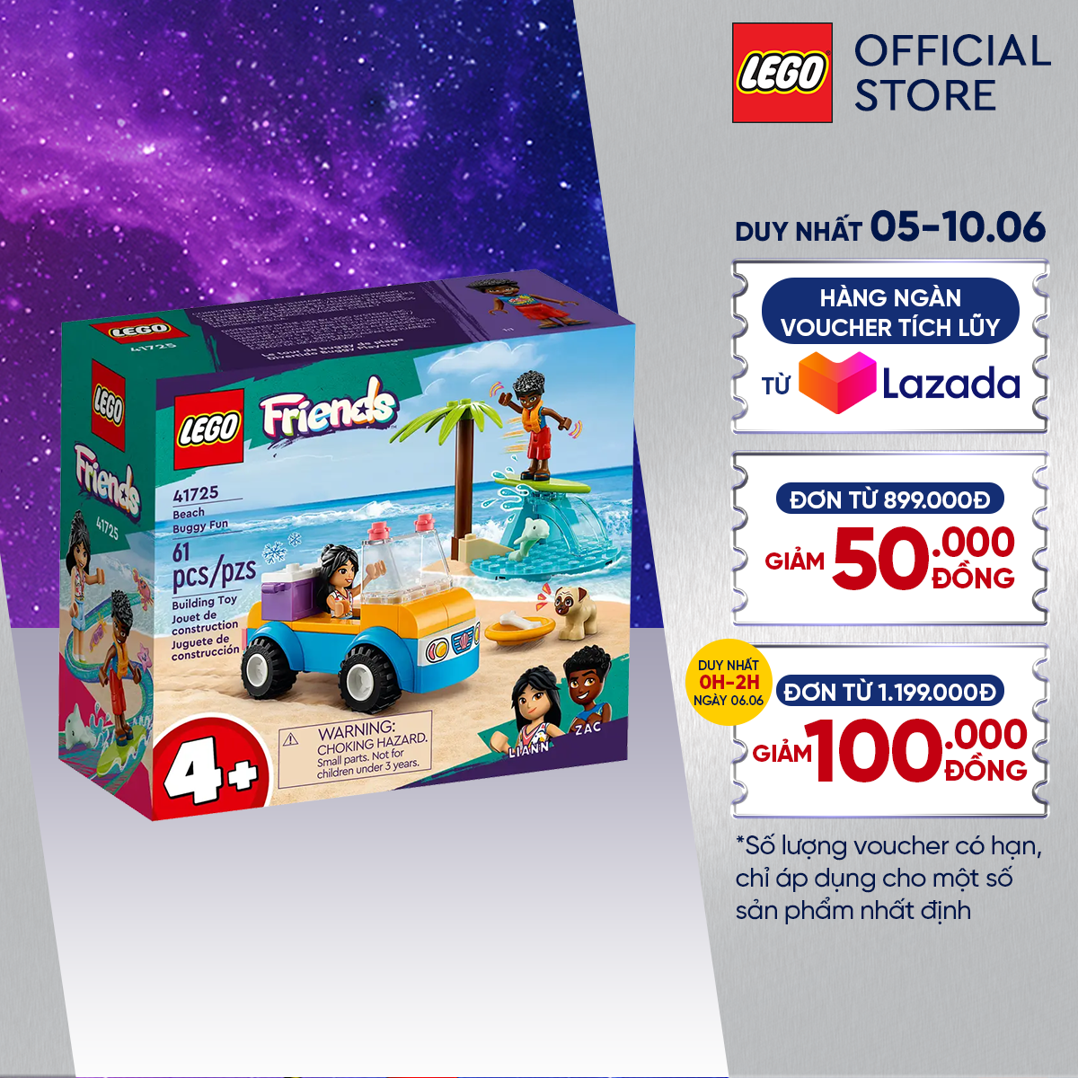 LEGO Friends 41725 Đồ chơi lắp ráp Xe buggy dạo chơi bãi biển