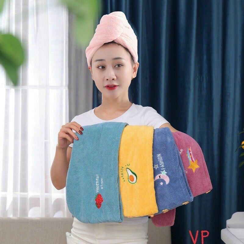 khăn trùm đầu hút nước làm khô tóc màu trắng