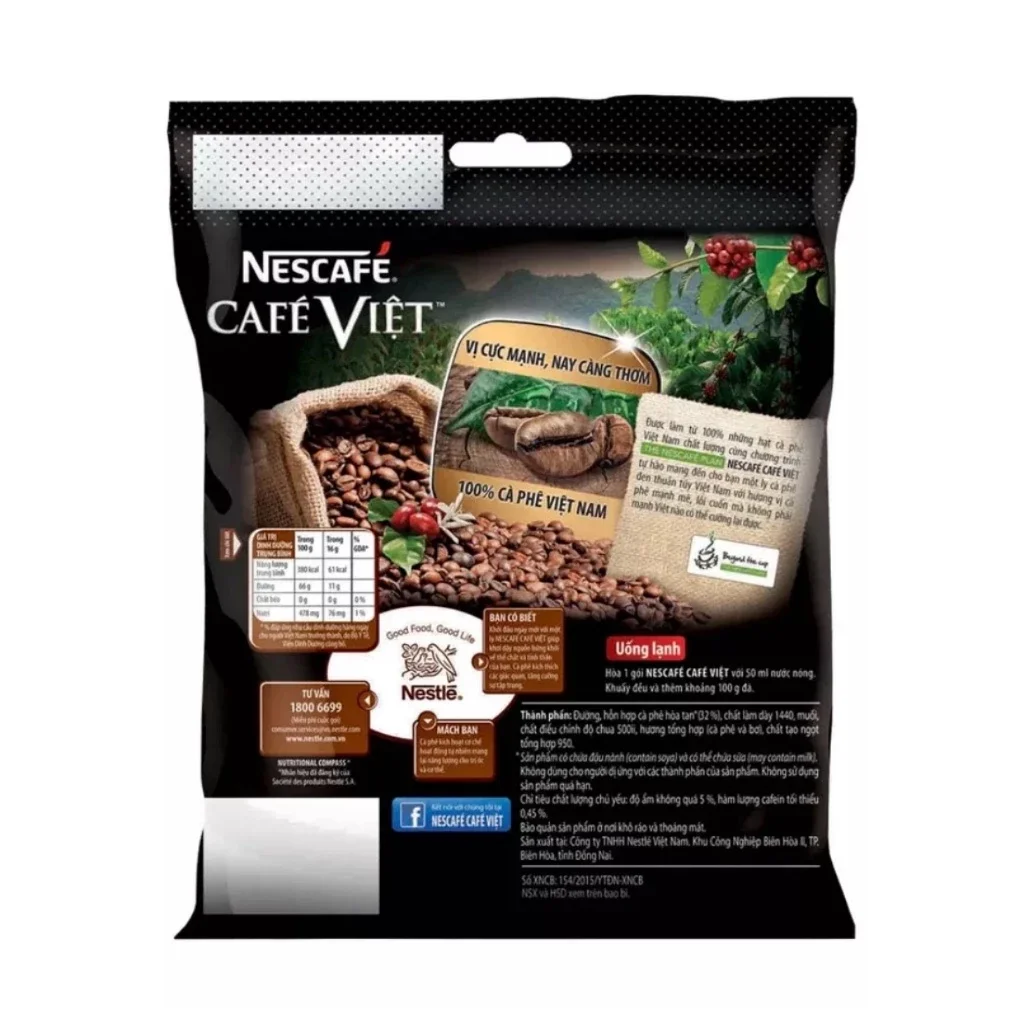 Cà phê hòa tan Nescafé café Việt cà phê đen đá (Bịch 35 gói x 16g)