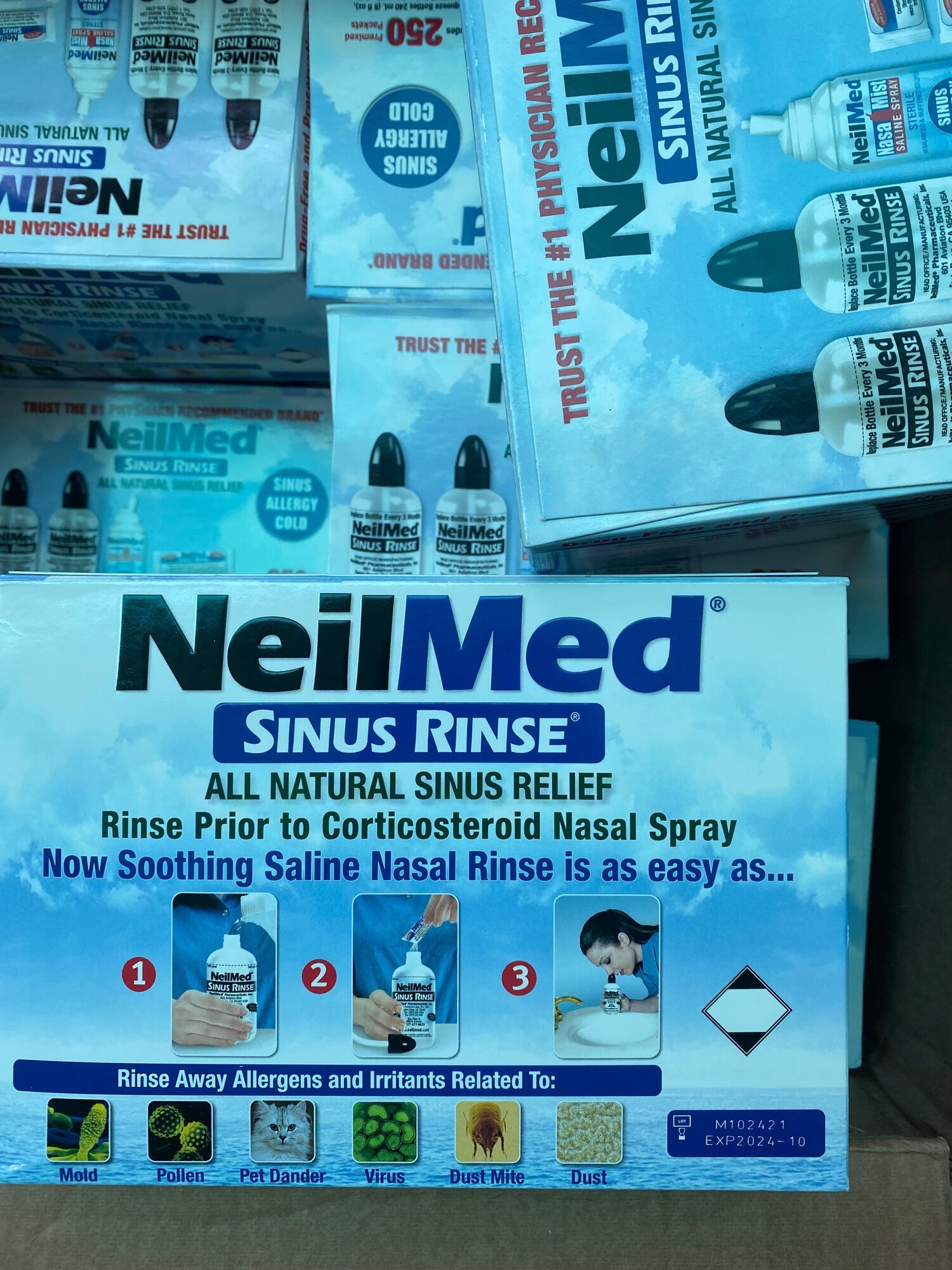 2028 BỘ BÌNH RỬA MŨI NEILMED MỸ (HỘP 250 GÓI MUỐI NEILMED + 2 BÌNH RỬA MŨI + 1 Xịt) FULLBOX