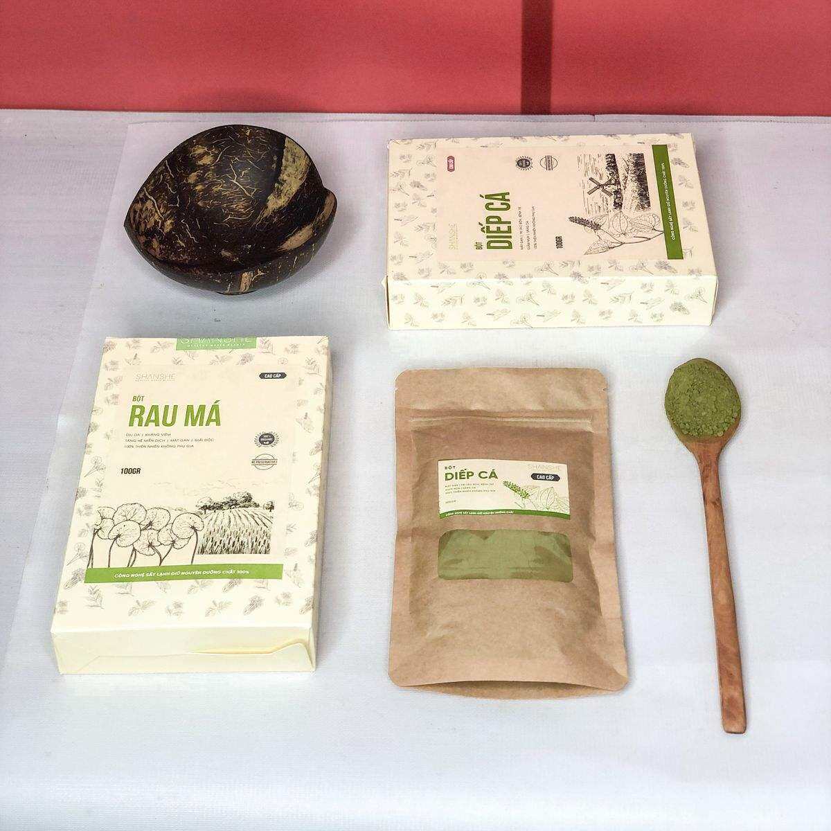 BỘT RAU MÁ/BỘT CẦN TÂY/BỘT DIẾP CÁ/BỘT TRÀ XANH/BỘT CHÙM NGÂY - 100G - SHANSHE