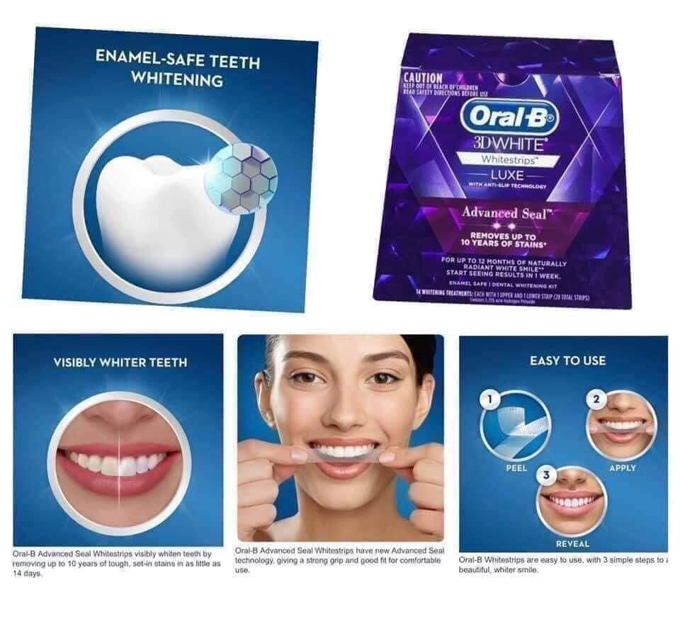 Miếng dán trắng răng Oral B 3D White Whitestrips (14 gói/hộp)
