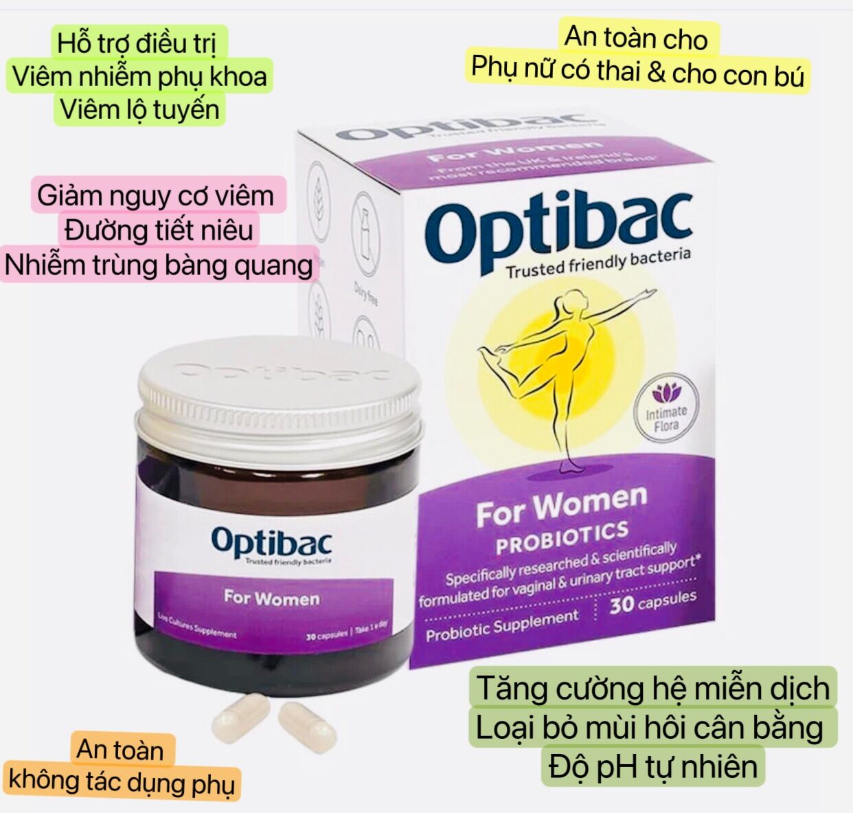 Men vi sinh Optibac tím ( Optibac For Women) thần dược cho phụ nữ[chính hãng UK]