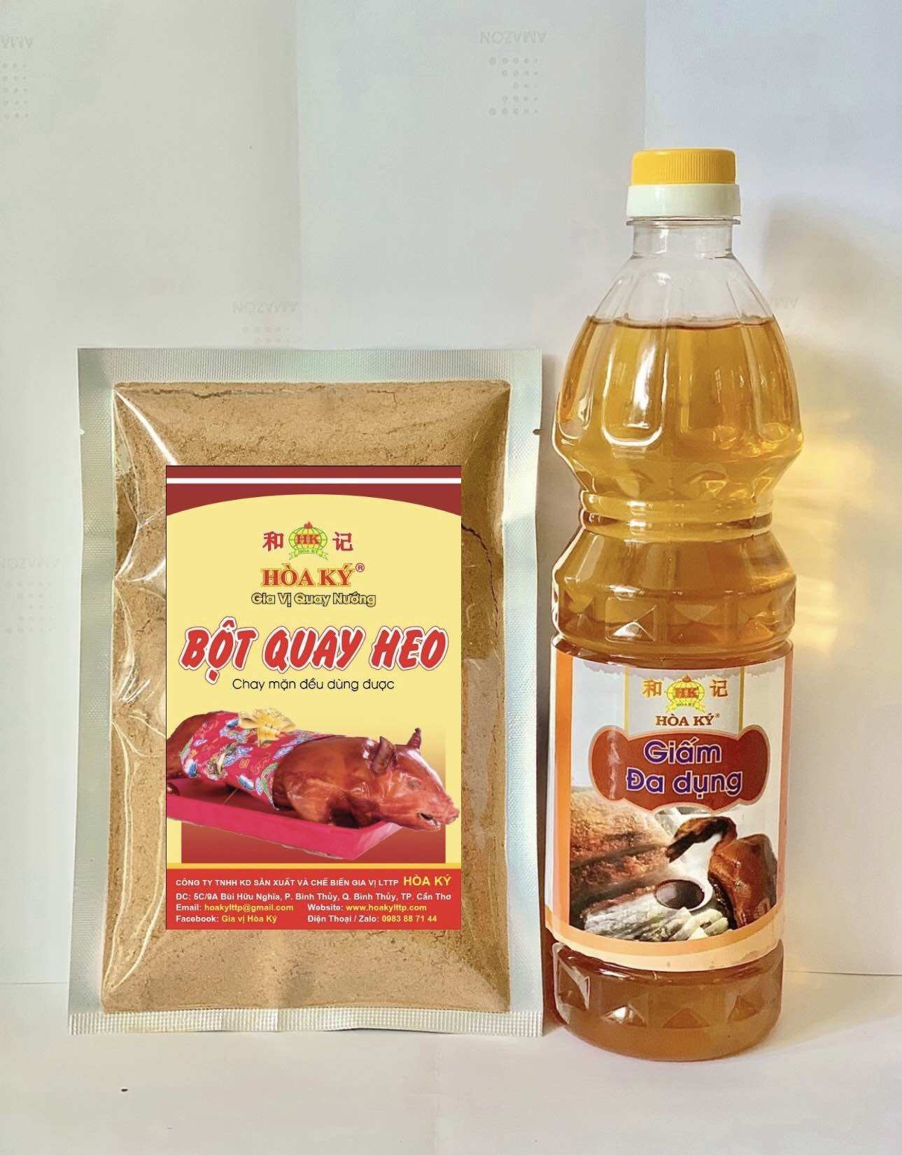 Heo quay da giòn gồm bột quay heo 200gr +giấm đa dụng 1lít da giòn