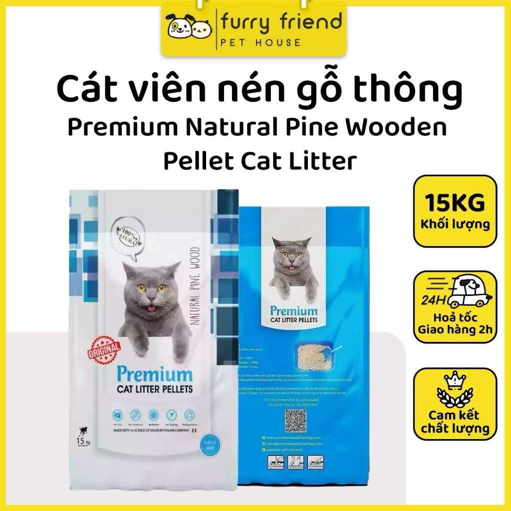 Cát Vệ Sinh Gỗ Thông Premium Natural Pine Wood Cat Litter Pellets 15kg Cho Mèo Thỏ Hamster