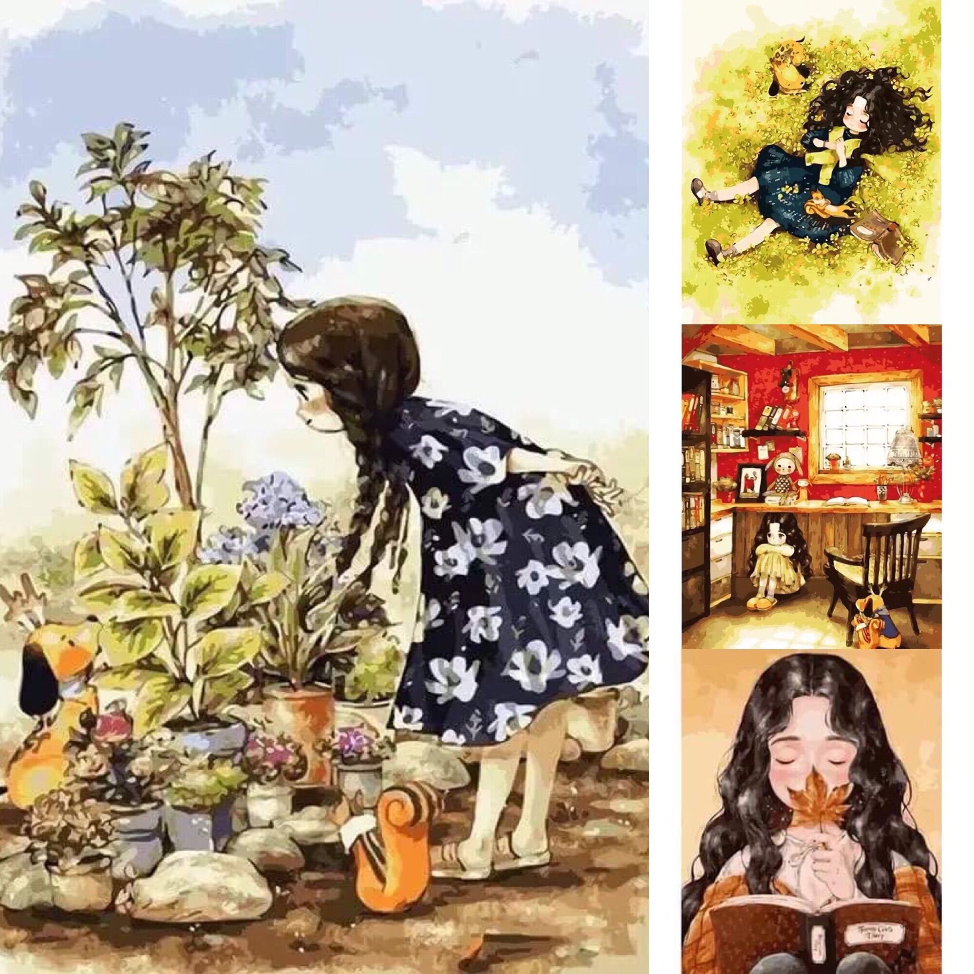 Tranh sơn dầu số hoá - cô gái tóc xoăn 1