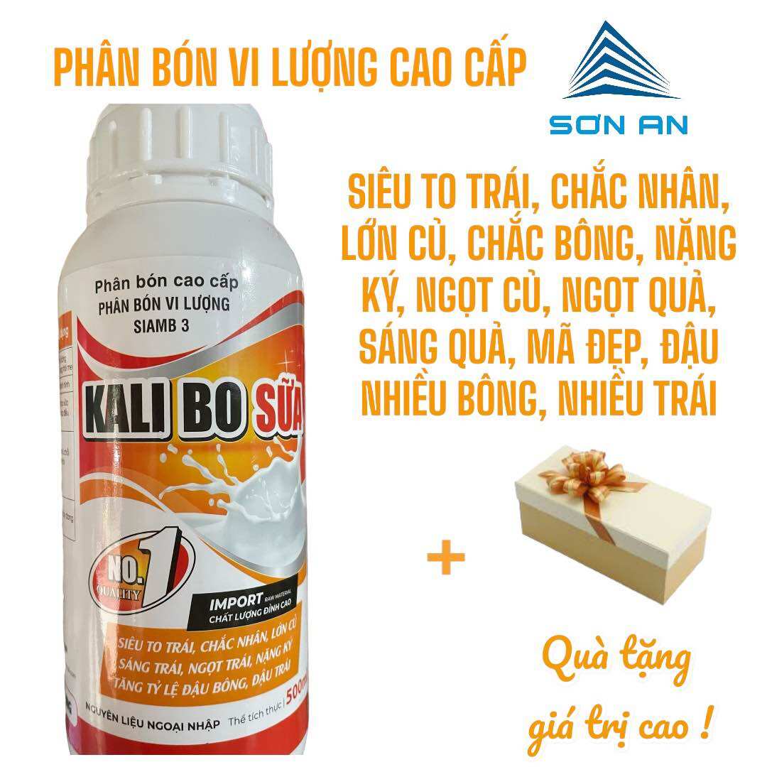 Phân bón cao cấp kali bo sữa chai 500ml, phân bón vi lượng siamb 3, dưỡng trái, sáng trái, ngọt trái, nặng ký + qt