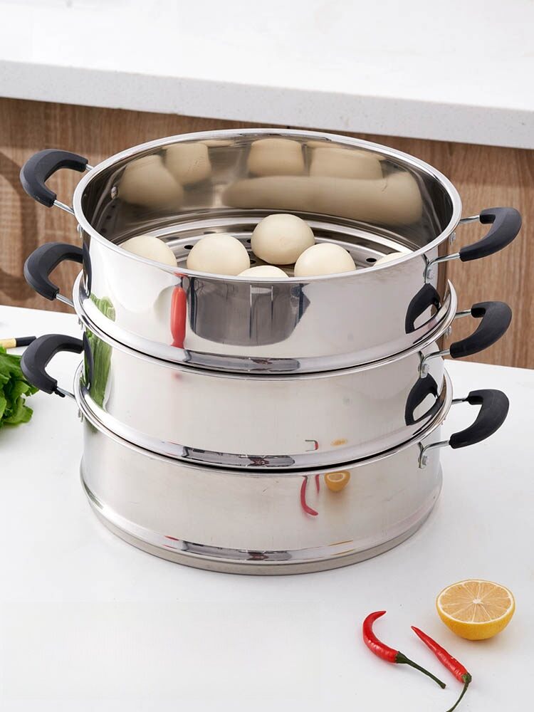 Nồi Hấp Bằng Thép Không Gỉ Dày Hơn, Cao Hơn, Nồi Hấp Bánh Bao, Nồi Hấp Một Mảnh, Nồi Nấu Ăn Nhà Bếp
