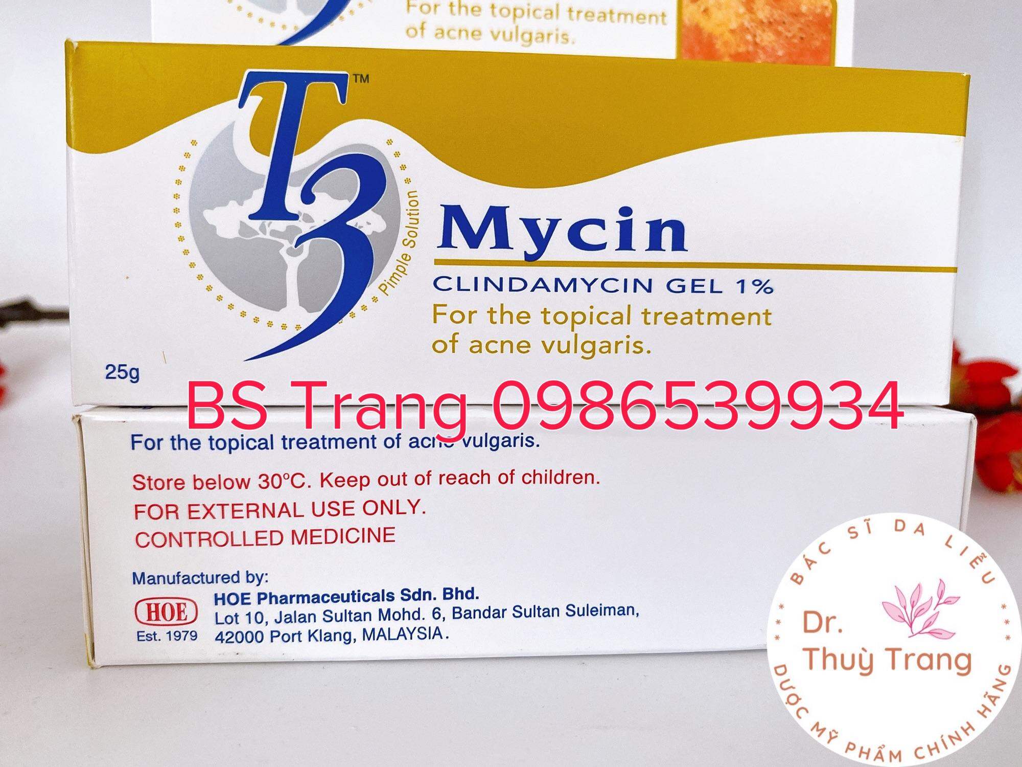 gel chấm mụn T3 Mycin giảm mụn viêm mụn bọc mụn mủ 25g