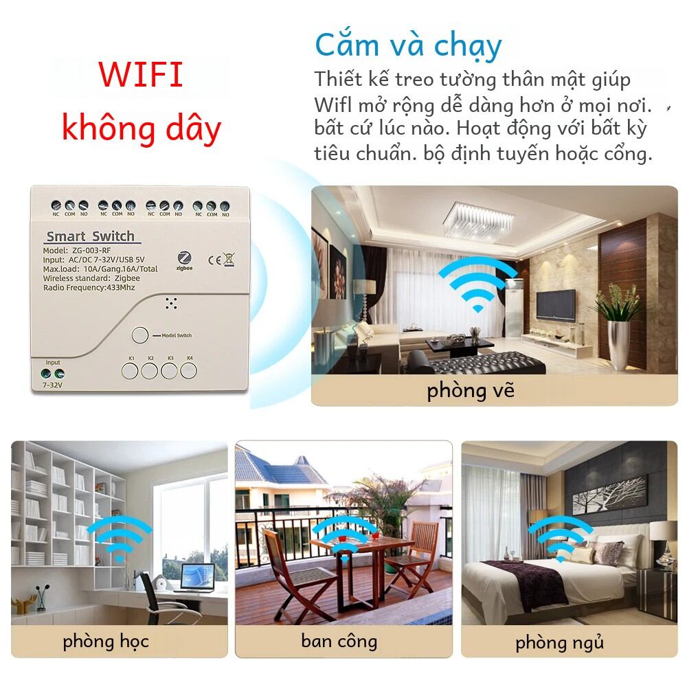 Zigbee Rơ Le Nhà Thông Minh Mô Đun Công Tắc Điều Khiển Từ Xa Không Dây 1/2/4 Kênh Tương Thích Với Zigbee Cổng Hub 7-32V 85-250V