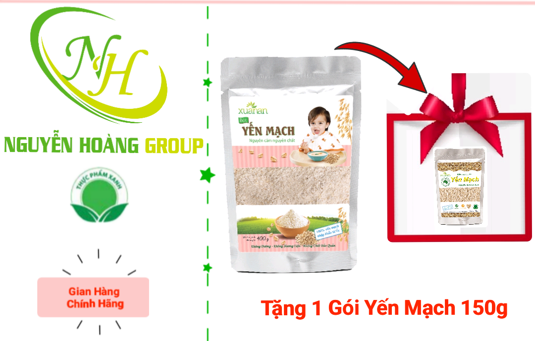 XUÂN AN - Bột Yến Mạch Nguyên Chất Túi 400g( Tặng kèm 1 Gói Yến Mạch 150g)