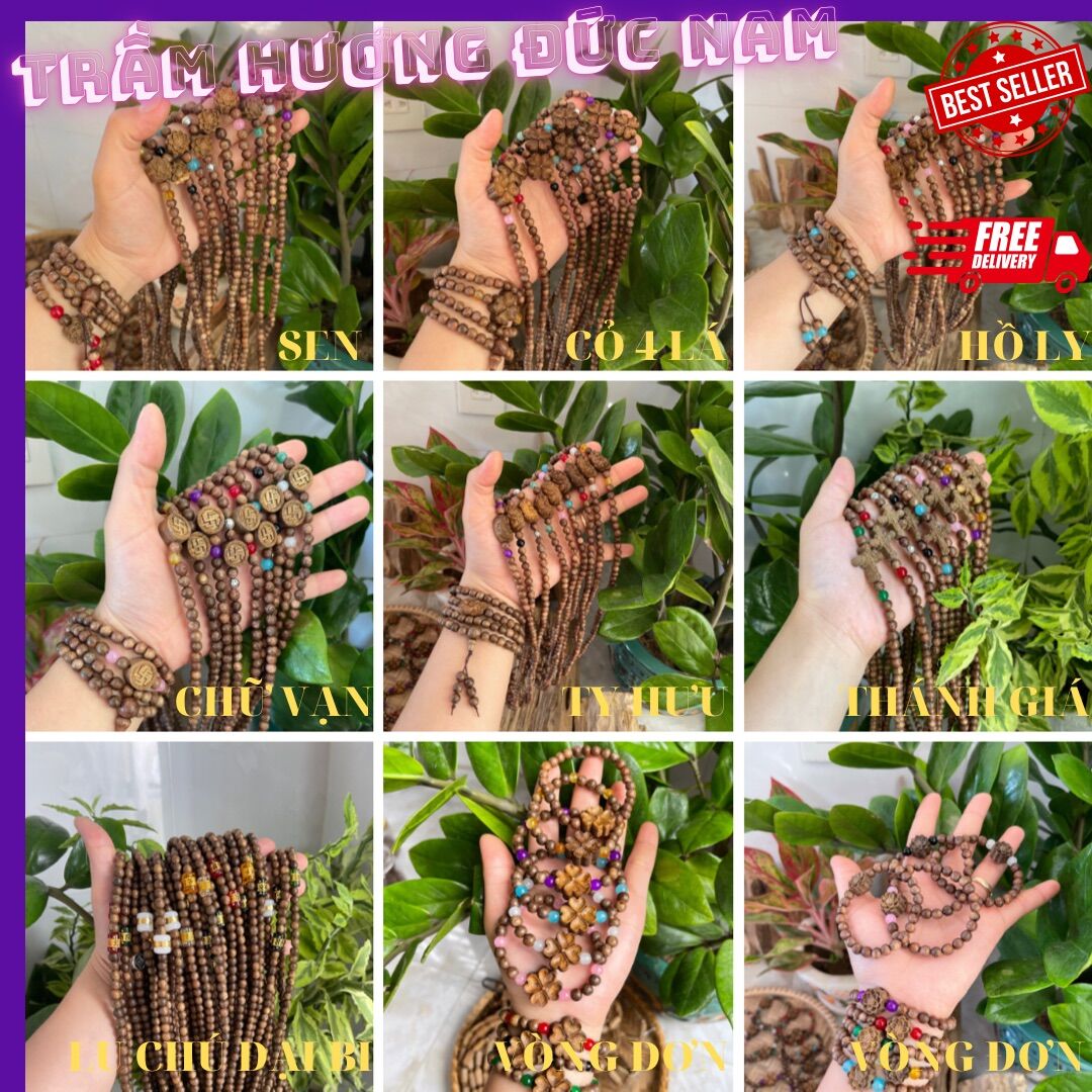 Vòng tay trầm hương 108 hạt và vòng đơn charm nhiều mẫu đẹp hót lên tay siêu đẹp , trầm hương tự nhiên , trầm hương phong thuỷ , vòng đeo tay , chuỗi đeo tay , may mắn , bình an , tài lôc trầm hương đức nam