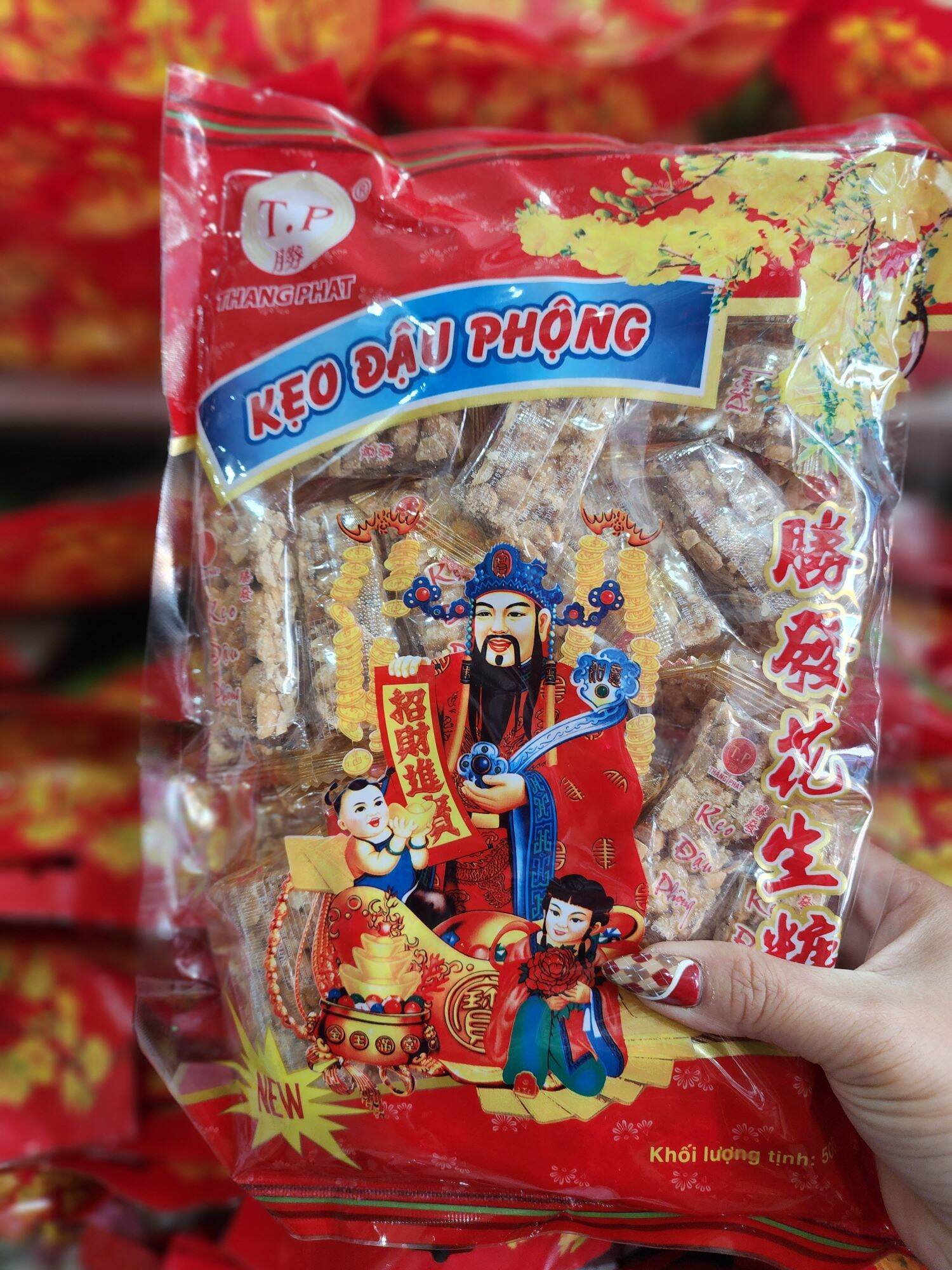 kẹo đậu phộng nguyên Thắng Phát gói THẦN TÀI 500g - date luôn mới