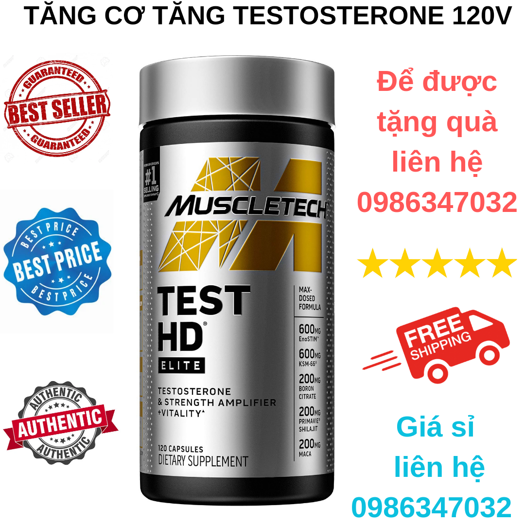 Muscletech Test HD Elite Tăng Testosterone Tăng Sức Mạnh Tăng Cơ Bắp 120